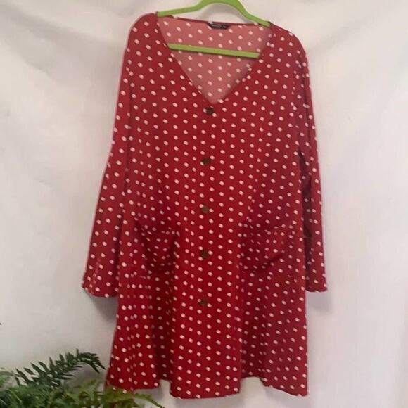 SHEIN CURVE POLKA DOT SUN  DRESS POCKETS SIZE 3XL - Picture 1 of 8